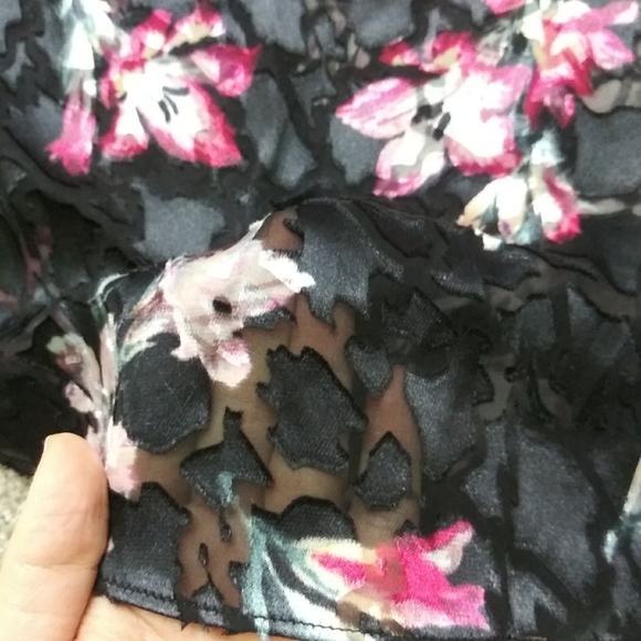 NWT Sz 0 Rebecca Taylor Silk Velvet Floral Top - Picture 3 of 11